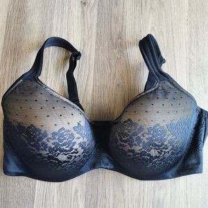 Soma 36DD Stunning Support Balconette Black  Floral Polka Dot Bra Underwire